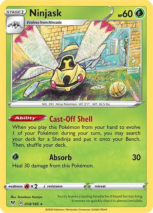 Ninjask 014  - Reverse Holofoil SWSH04 Vivid Voltage - Rare