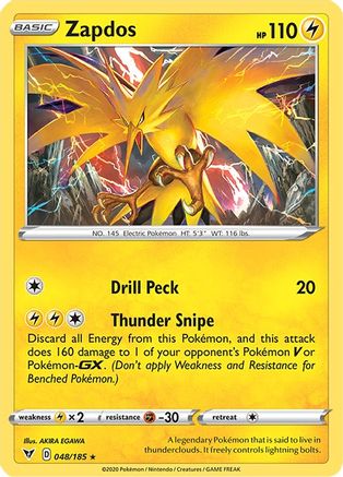 Zapdos 048  - Reverse Holofoil SWSH04 Vivid Voltage - Holo Rare