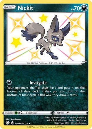 Nickit SV081/SV122  - Holofoil Shining Fates Shiny Vault - Shiny Holo Rare