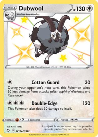 Dubwool SV104/SV122  - Holofoil Shining Fates Shiny Vault - Shiny Holo Rare