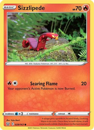 Sizzlipede 029  - Reverse Holofoil SWSH05 Battle Styles - Common