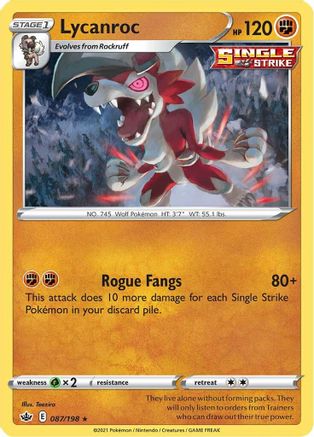 Lycanroc 087  - Reverse Holofoil SWSH06 Chilling Reign - Holo Rare