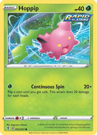 Hoppip 002  - Reverse Holofoil SWSH07 Evolving Skies - Common