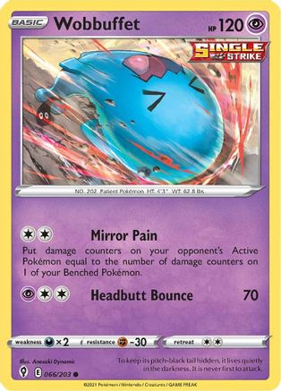 Wobbuffet 066  - Reverse Holofoil SWSH07 Evolving Skies - Common