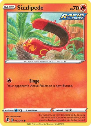 Sizzlipede (47) 047  - Reverse Holofoil SWSH08 Fusion Strike - Common