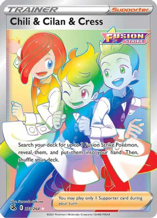 Chili & Cilan & Cress (Secret) 273/264  - Holofoil SWSH08 Fusion Strike - Secret Rare
