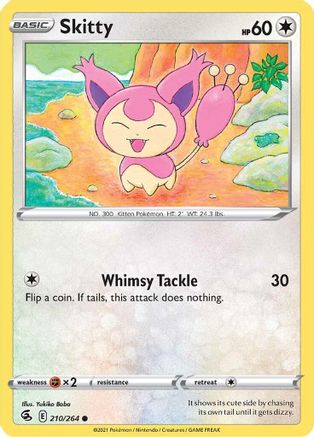 Skitty 210  - Reverse Holofoil SWSH08 Fusion Strike - Common