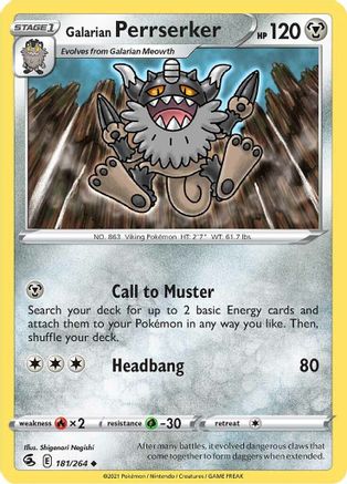 Galarian Perrserker 181  SWSH08 Fusion Strike - Uncommon