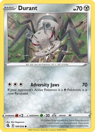 Durant 184  - Reverse Holofoil SWSH08 Fusion Strike - Common