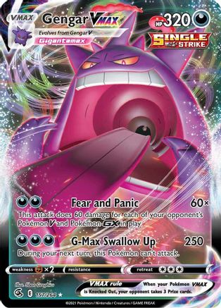 Gengar VMAX 157/264  - Holofoil SWSH08 Fusion Strike - Ultra Rare