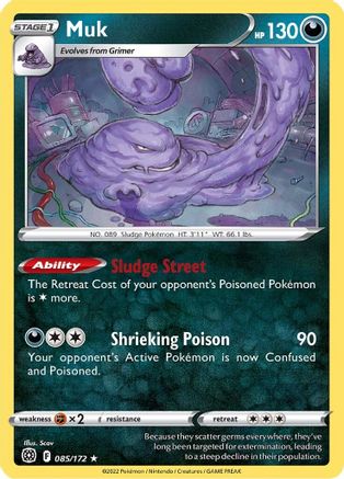 Muk 085  - Reverse Holofoil SWSH09 Brilliant Stars - Rare
