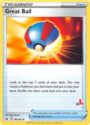 Great Ball - 164/202 (#43 Cinderace Stamped)/202  Battle Academy 2022 - Promo