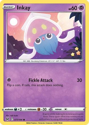Inkay (077) 077  - Reverse Holofoil SWSH11 Lost Origin - Common