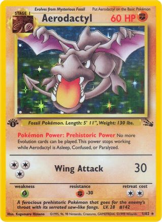 Aerodactyl (1) 001  - 1st Edition Holofoil Fossil - Holo Rare