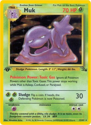 Muk (13) 013  - 1st Edition Holofoil Fossil - Holo Rare