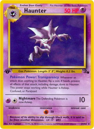 Haunter (21) 021  - 1st Edition Fossil - Rare