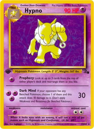 Hypno (23) 023  - 1st Edition Fossil - Rare
