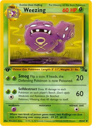 Weezing 045  - 1st Edition Fossil - Uncommon