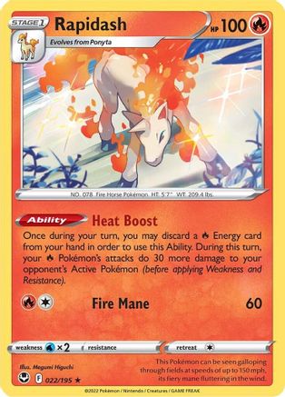 Rapidash 022  - Holofoil SWSH12 Silver Tempest - Holo Rare