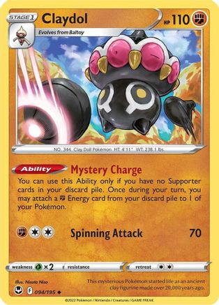 Claydol 094  - Reverse Holofoil SWSH12 Silver Tempest - Uncommon