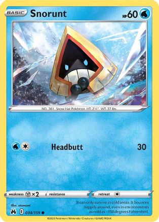 Snorunt 034  SWSH Crown Zenith - Common