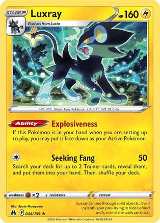 Luxray (44) 044  - Reverse Holofoil SWSH Crown Zenith - Rare