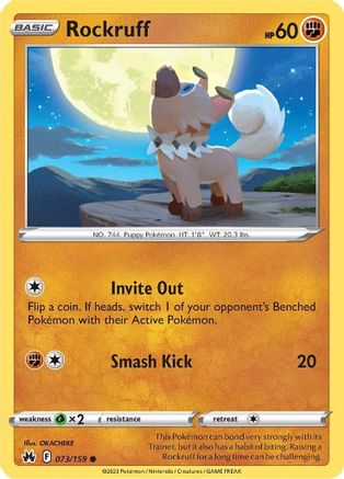 Rockruff 073  - Reverse Holofoil SWSH Crown Zenith - Common