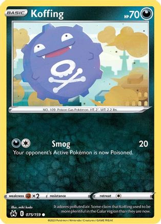 Koffing 075  - Reverse Holofoil SWSH Crown Zenith - Common