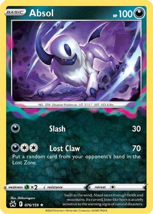Absol 076  - Reverse Holofoil SWSH Crown Zenith - Holo Rare
