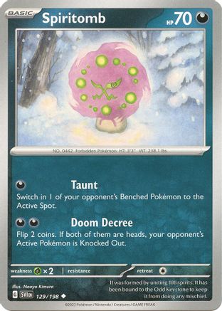 Spiritomb 129  - Reverse Holofoil SV01 Scarlet & Violet Base Set - Uncommon