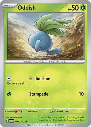Oddish 001  - Reverse Holofoil SV03 Obsidian Flames - Common