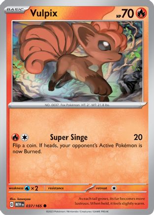 Vulpix 037  - Reverse Holofoil SV Scarlet & Violet 151 - Common