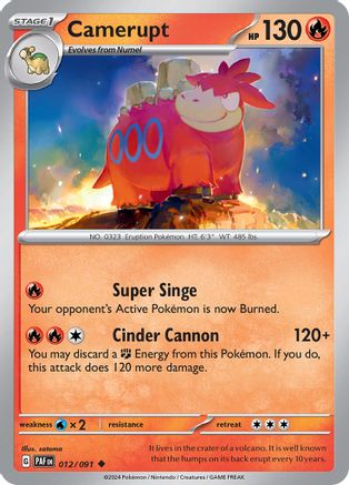 Camerupt 012  - Reverse Holofoil SV Paldean Fates - Uncommon