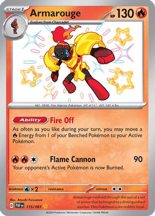Armarouge 115/091  - Holofoil SV Paldean Fates - Shiny Rare