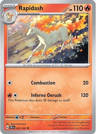 Rapidash 027  - Reverse Holofoil SV05 Temporal Forces - Uncommon