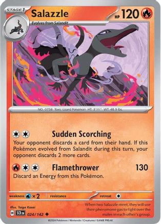 Salazzle 024  - Reverse Holofoil SV07 Stellar Crown - Uncommon
