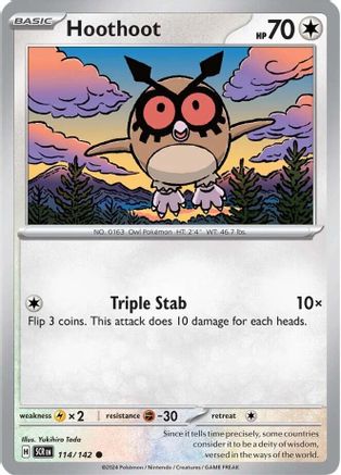 Hoothoot 114  - Reverse Holofoil SV07 Stellar Crown - Common