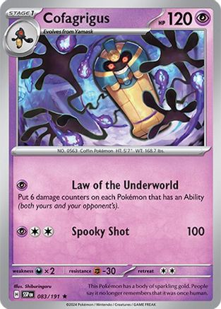 Cofagrigus 083  - Reverse Holofoil SV08 Surging Sparks - Rare