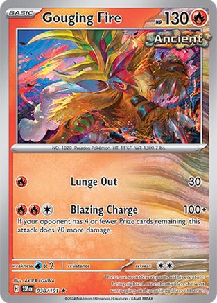 Gouging Fire 038  - Holofoil SV08 Surging Sparks - Rare