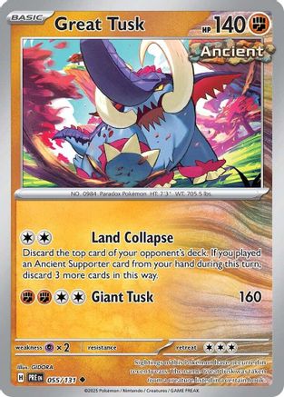 Great Tusk 055  - Reverse Holofoil SV Prismatic Evolutions - Uncommon