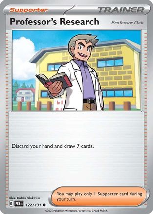 Professor's Research [Professor Oak] 122  - Reverse Holofoil SV Prismatic Evolutions - Common