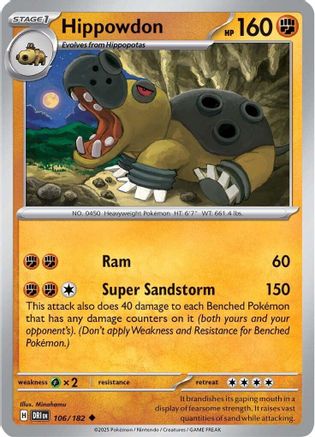 Hippowdon 106  - Reverse Holofoil SV10 Destined Rivals - Uncommon