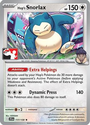 Hop's Snorlax 117/159  Prize Pack Series Cards - Rare