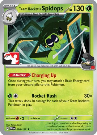 Team Rocket's Spidops 020/182  - Holofoil Prize Pack Series Cards - Rare