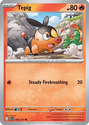 Tepig 029  - Reverse Holofoil ME Ascended Heroes - Common