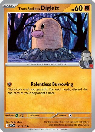Team Rocket's Diglett 100  - Reverse Holofoil ME Ascended Heroes - Common