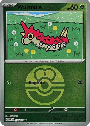 Wurmple (Love Ball) 011  - Reverse Holofoil ME Ascended Heroes - Common