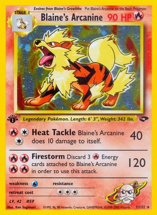 Blaine's Arcanine 001  - 1st Edition Holofoil Gym Challenge - Holo Rare