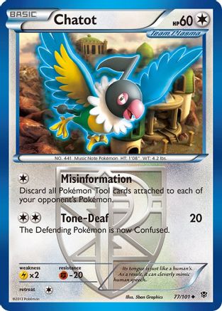 Chatot (Team Plasma)  - Reverse Holofoil Plasma Blast - Uncommon