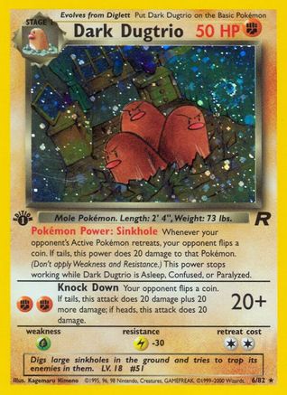 Dark Dugtrio (6) 006  - 1st Edition Holofoil Team Rocket - Holo Rare